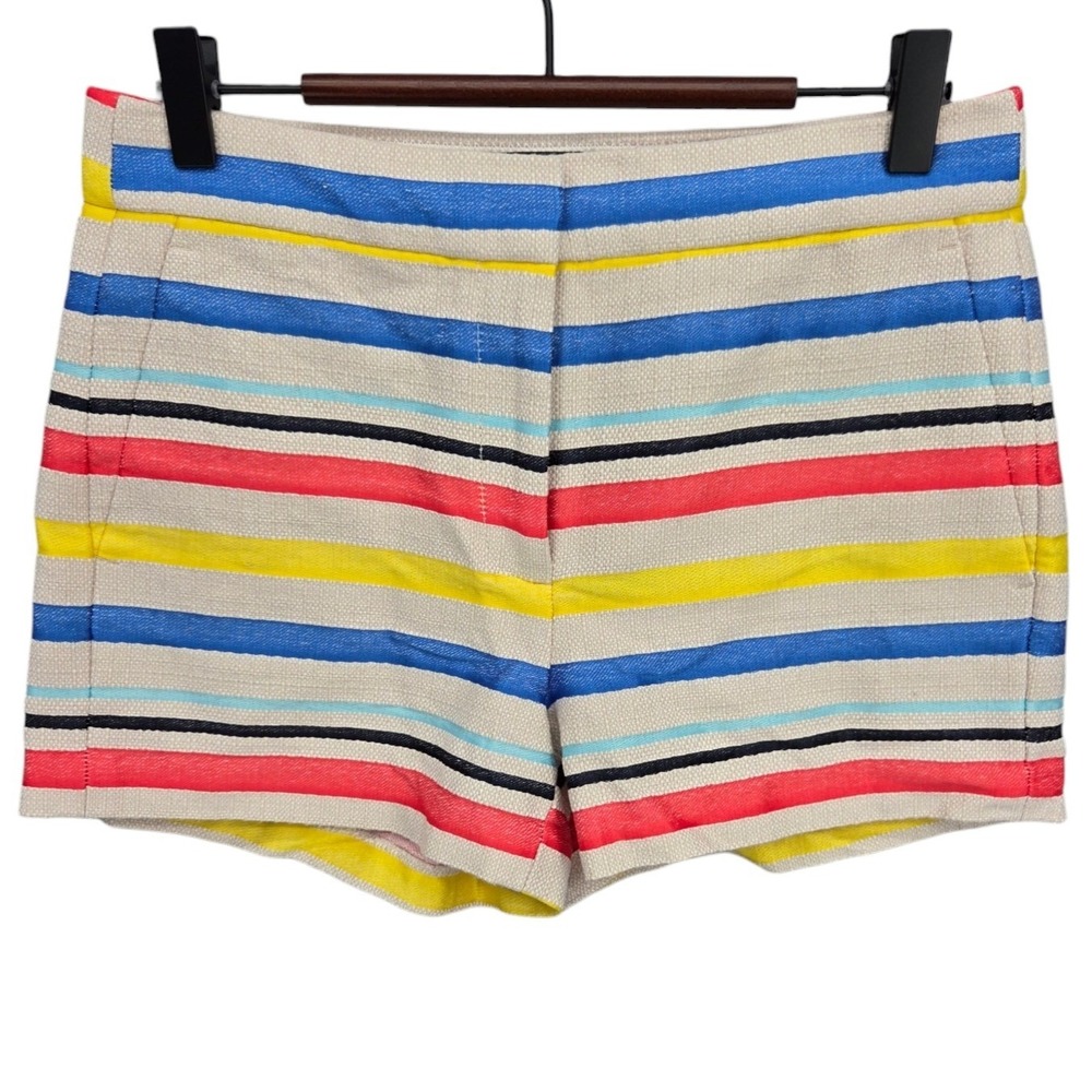 J.Crew Size 0 Measures 28 Multicolor Striped Shorts Cotton Blend Coastal Preppy